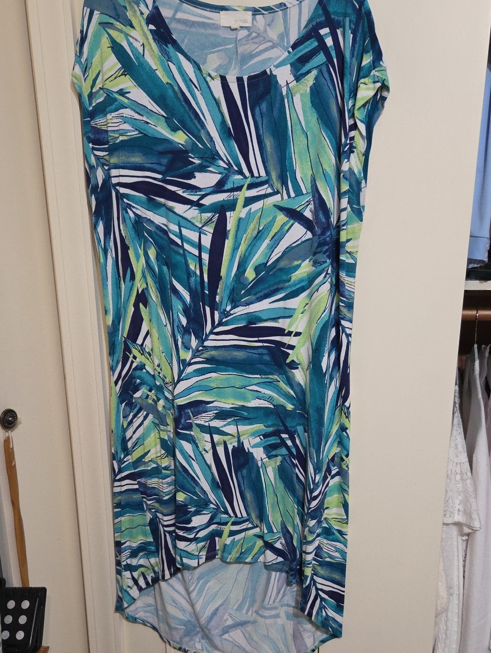 Tropical Blue-Green High-Low Dress